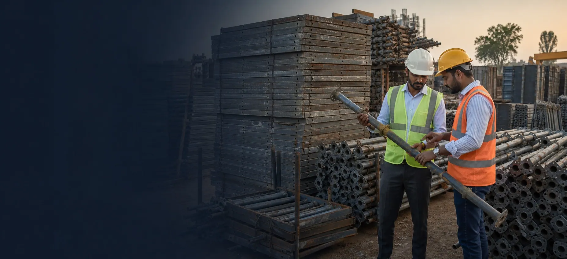 Scaffolding material being inspected for purchase