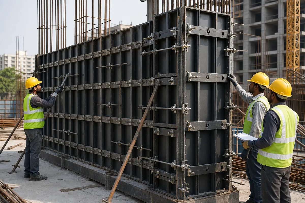 Wall formwork construction-field use case for Tie Rods & Wing Nuts
