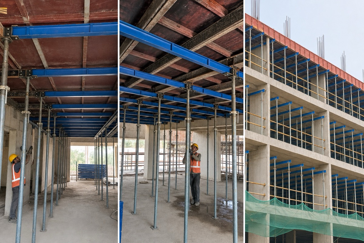 RCC slab centering construction-field use case for Adjustable Spans