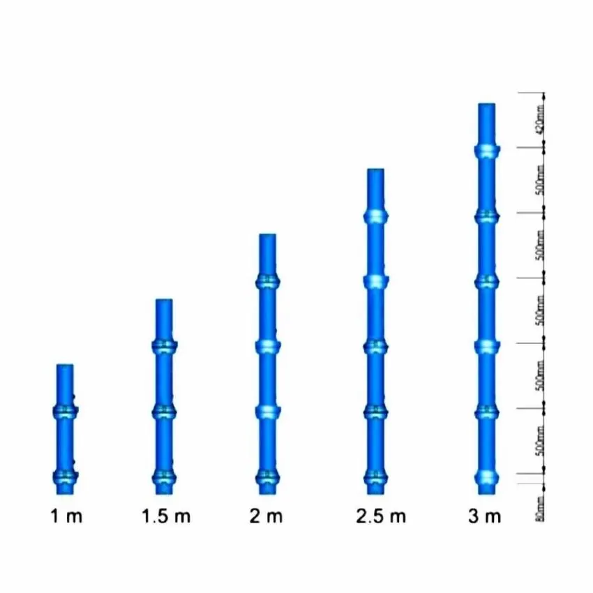 Blue Cuplock vertical standards in multiple lengths